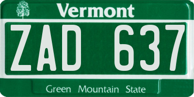 VT license plate ZAD637