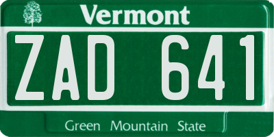 VT license plate ZAD641