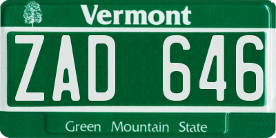 VT license plate ZAD646