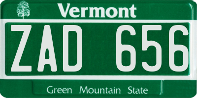 VT license plate ZAD656