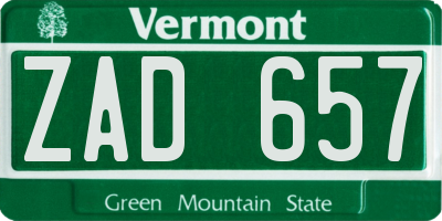VT license plate ZAD657