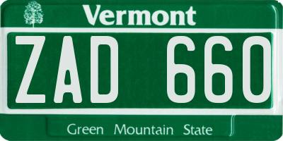 VT license plate ZAD660