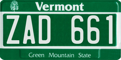 VT license plate ZAD661