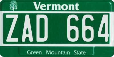 VT license plate ZAD664