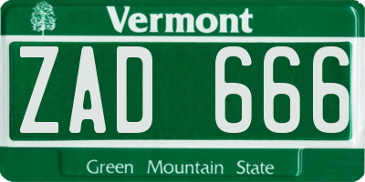 VT license plate ZAD666