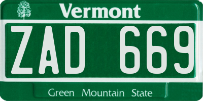 VT license plate ZAD669