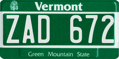 VT license plate ZAD672