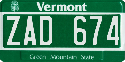 VT license plate ZAD674