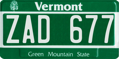 VT license plate ZAD677