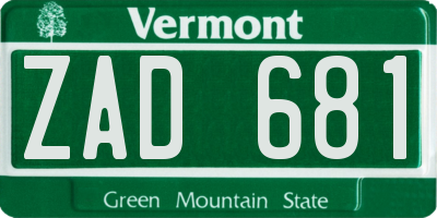 VT license plate ZAD681