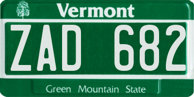 VT license plate ZAD682