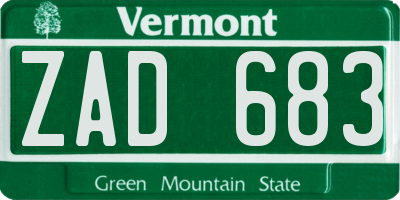 VT license plate ZAD683
