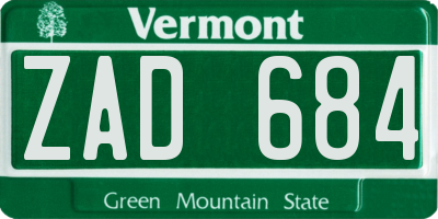 VT license plate ZAD684