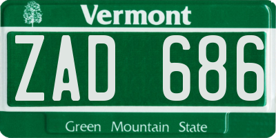 VT license plate ZAD686