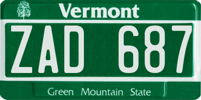 VT license plate ZAD687