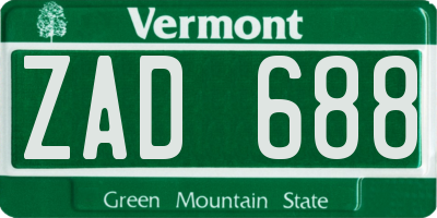 VT license plate ZAD688