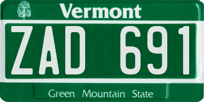 VT license plate ZAD691
