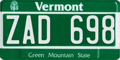 VT license plate ZAD698