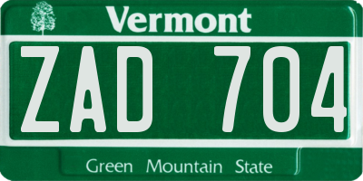 VT license plate ZAD704