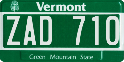 VT license plate ZAD710