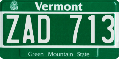 VT license plate ZAD713