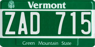 VT license plate ZAD715