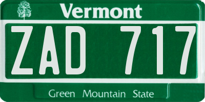 VT license plate ZAD717