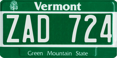 VT license plate ZAD724