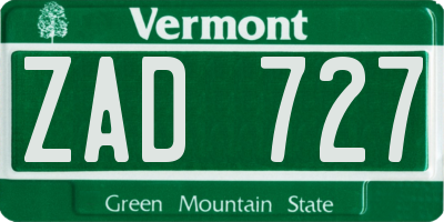 VT license plate ZAD727