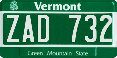 VT license plate ZAD732