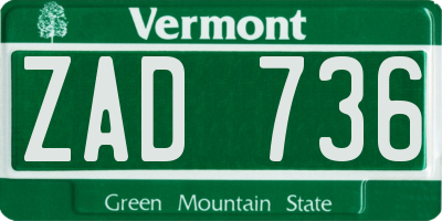 VT license plate ZAD736