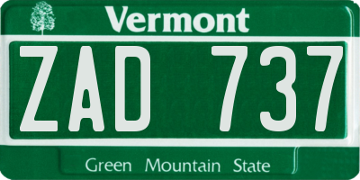 VT license plate ZAD737