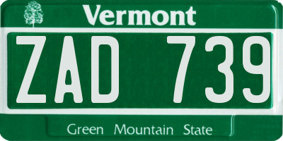VT license plate ZAD739