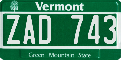VT license plate ZAD743