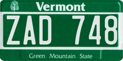 VT license plate ZAD748