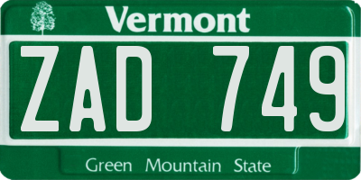 VT license plate ZAD749