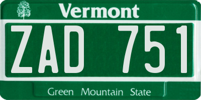 VT license plate ZAD751