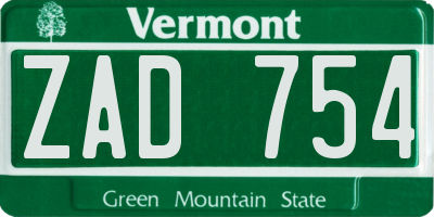 VT license plate ZAD754