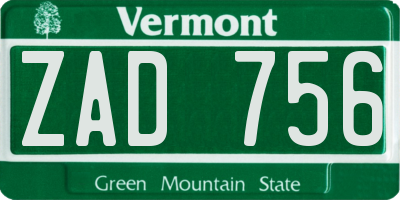 VT license plate ZAD756