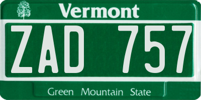 VT license plate ZAD757
