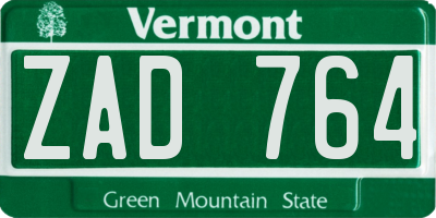 VT license plate ZAD764