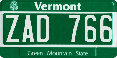VT license plate ZAD766