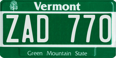 VT license plate ZAD770