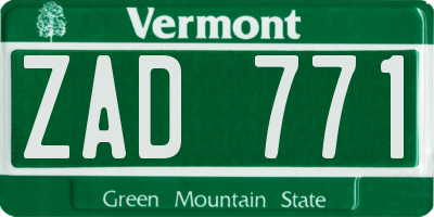 VT license plate ZAD771