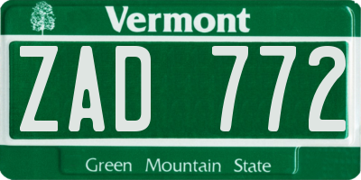 VT license plate ZAD772