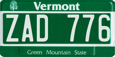 VT license plate ZAD776