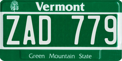 VT license plate ZAD779