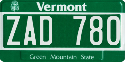 VT license plate ZAD780