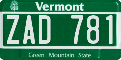 VT license plate ZAD781