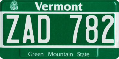VT license plate ZAD782